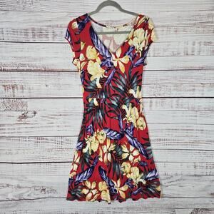Lascana Dress Womens Medium 40 Floral Tropical Print Short Sleeve Viscose Summer
